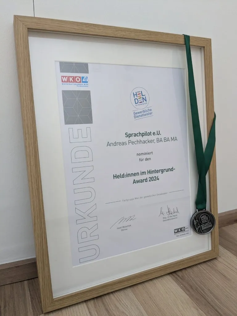 Urkunde Held:innen Award